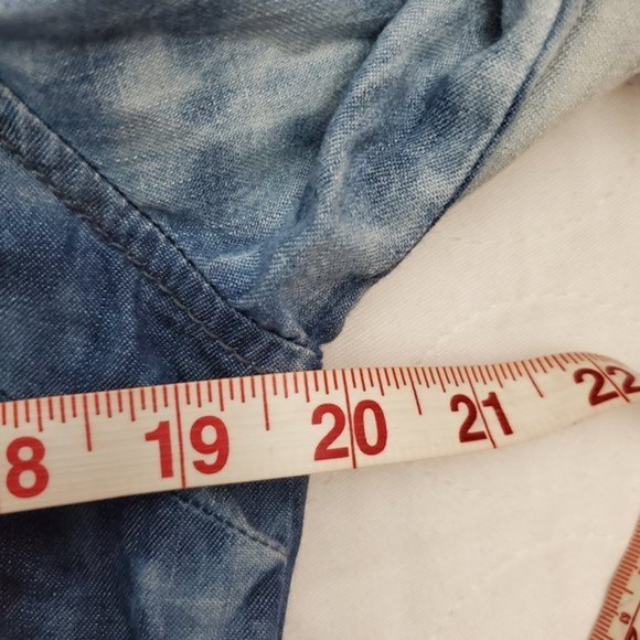 𝅺Life in Progress LARGE Urban Outfitters Blue Acid Wash Shirt dress Boho Belted - Picture 11 of 12